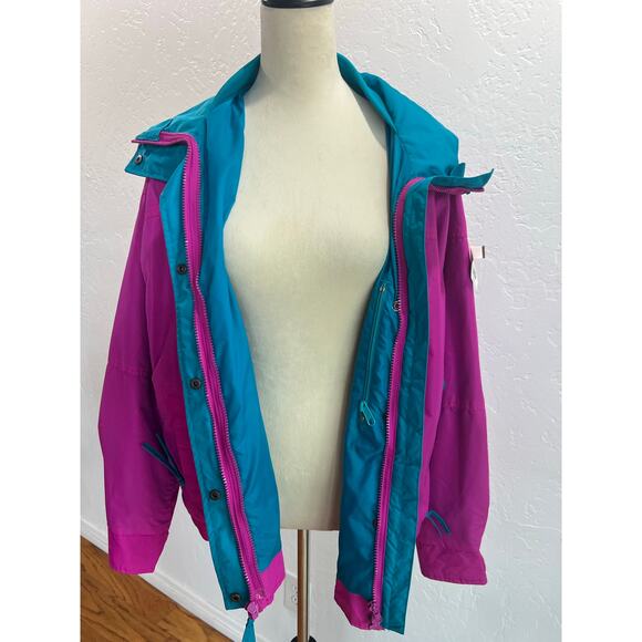 Vintage Columbia Bugaboo Radial Sleeve Ski Jacket Women’s XL – Pink & Teal 90s - Picture 1 of 11